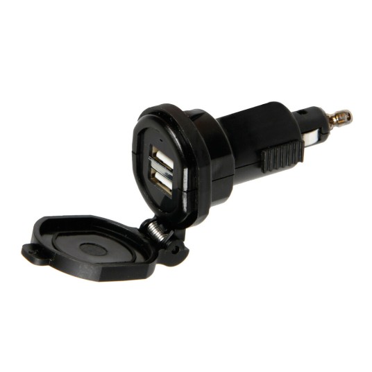 GSM-Ładowarka sam.FAST-wtyk DIN -2xUSB 2,7A 12/32V -zdjęcie numer 1
