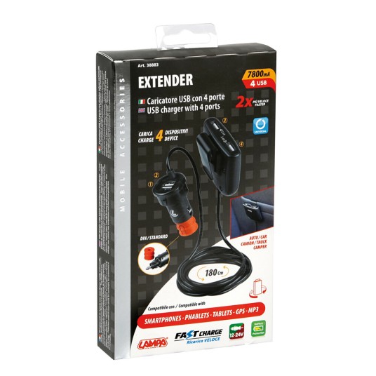 GSM-Ładowarka sam.FAST-wtyk DIN -4xUSB 7,8A 12/24V -zdjęcie numer 2