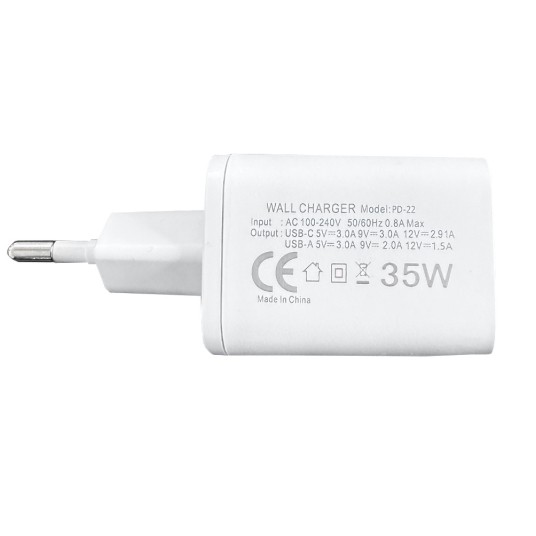 GSM-ładowarka sieciowa QUICK 35W 1x USB-C+ 1x USB -zdjęcie numer 2