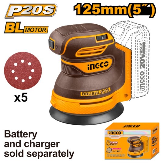 INGCO-Szlifierka mimośrodowa akumul.125mm 20V -zdjęcie numer 1