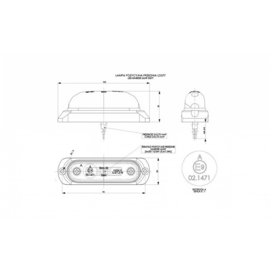 Lampa LED 12/24V-H32 kontur biała w gumie -zdjęcie numer 2