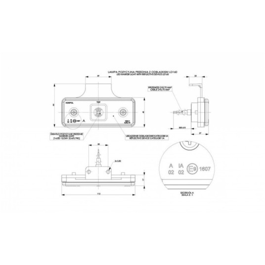Lampa LED 12/24V-H42 wpuszczana czerw. -zdjęcie numer 2