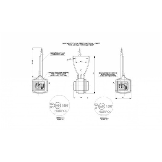 Lampa LED 12/24V-H44 wisząca prawa -zdjęcie numer 2