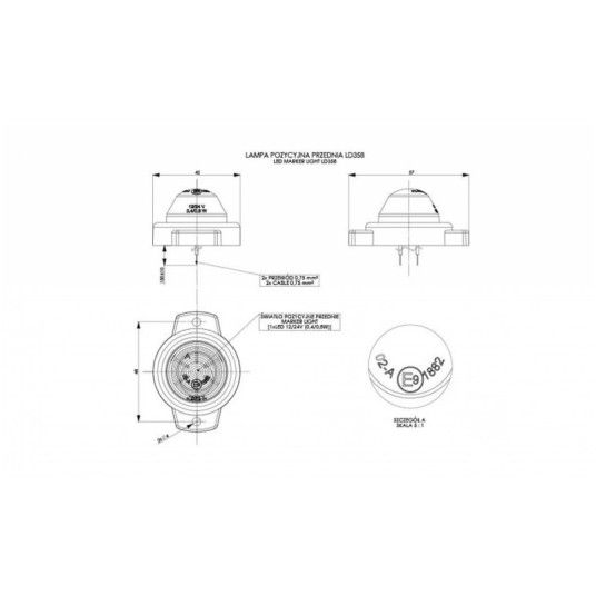 Lampa LED 12/24V-H51 czerwona -zdjęcie numer 2