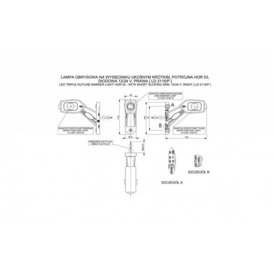 Lampa LED 12/24V-H53 skos.kr.+boczna P moc.poziom. -zdjęcie numer 2