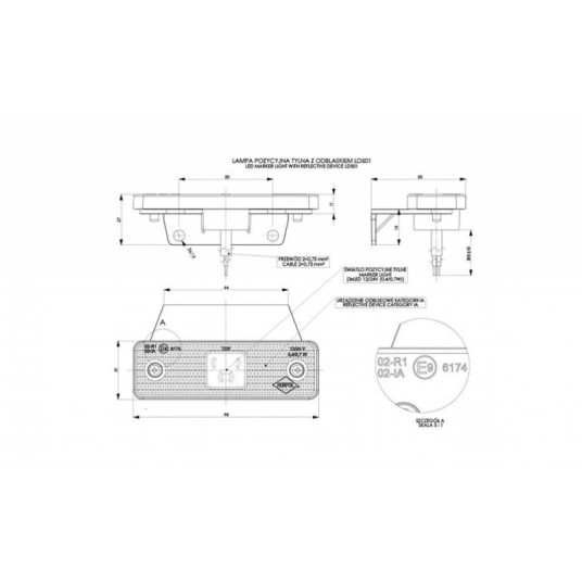 Lampa LED 12/24V-H55 podwieszana czerw. -zdjęcie numer 2