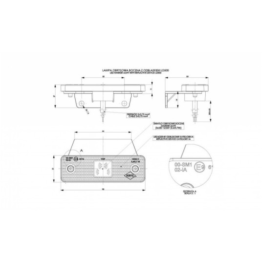 Lampa LED 12/24V-H55 podwieszana żółta -zdjęcie numer 2