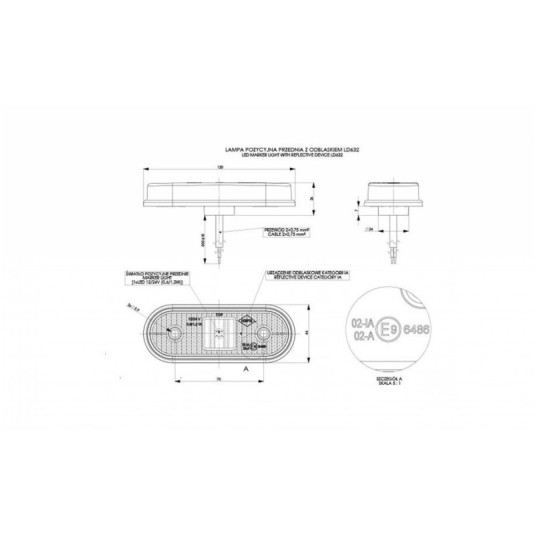 Lampa LED 12/24V-H61 stała biała -zdjęcie numer 2