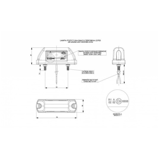 Lampa LED 12/24V-H63 stała biało/czerw. -zdjęcie numer 2