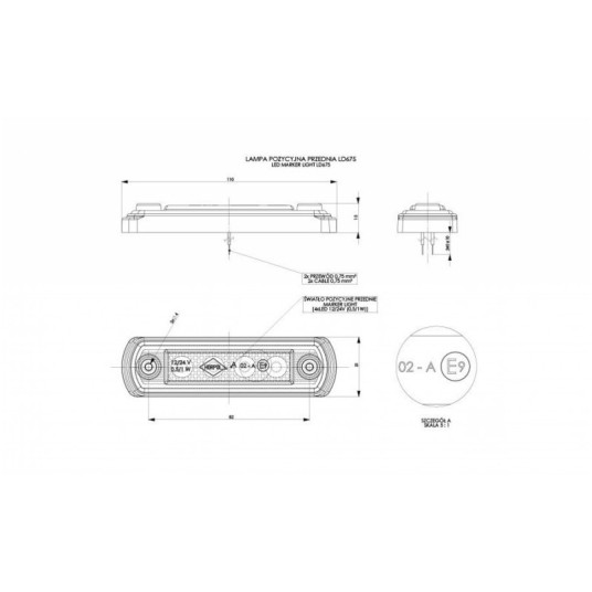 Lampa LED 12/24V-H65 na gumie biała -zdjęcie numer 2