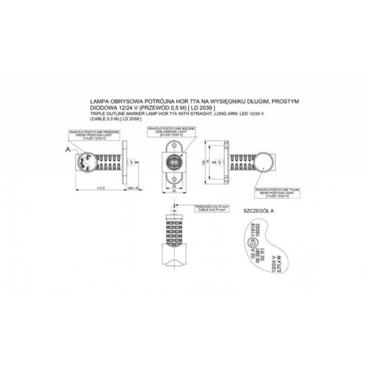 Lampa LED 12/24V-H77 prosta dł.potrójna -zdjęcie numer 2