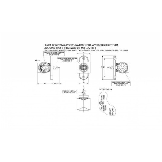 Lampa LED 12/24V-H77 prosta krótka -zdjęcie numer 2