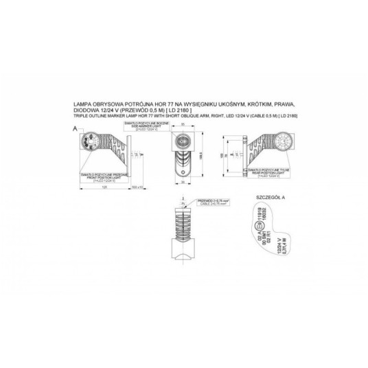 Lampa LED 12/24V-H77 skos.kr.potrójna lewa -zdjęcie numer 2