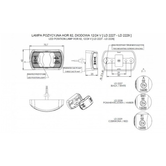 Lampa LED 12/24V-H82 stała czerwona -zdjęcie numer 2