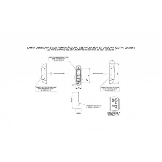 Lampa LED 12/24V-H83 stała biało/żółt/czerw. -zdjęcie numer 2