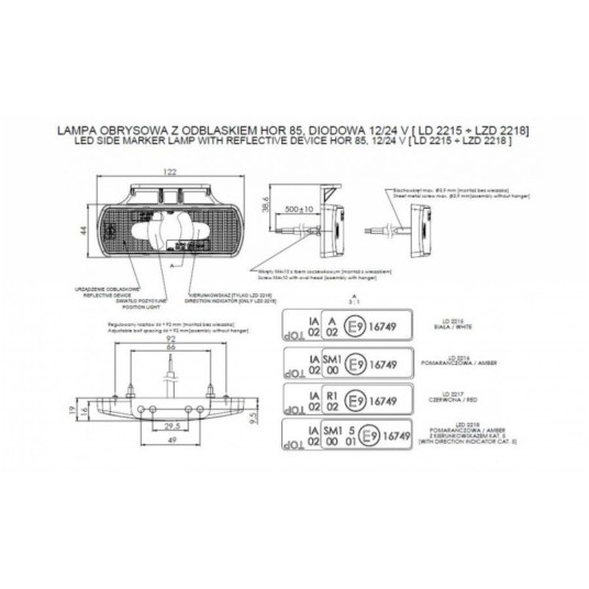 Lampa LED 12/24V-H85 wpuszcz.biała -zdjęcie numer 2