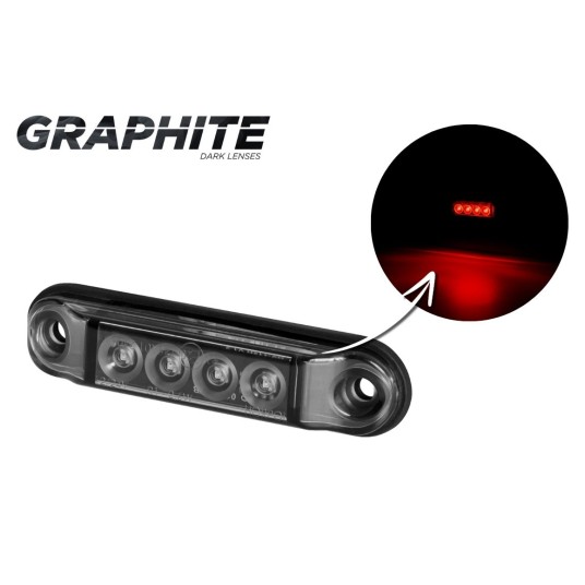 Lampa LED 12/24V-H88 SLIM czerwona GRAPHITE -zdjęcie numer 1