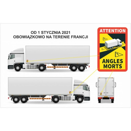 Tablica martwe pole ANGLES MORTS TIR- nalepka -zdjęcie numer 1