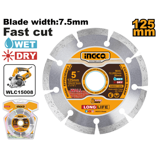 Tarcza diamentowa 125mm do betonu kamienia profesjonalna 22,2mm IGC048 -zdjęcie numer 1