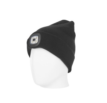 Czapka dziana z LED- czarna
