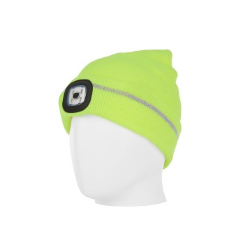Czapka dziana z LED- żółta