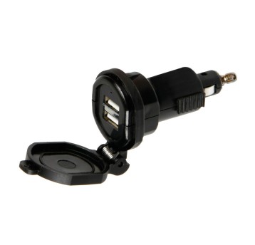 GSM-Ładowarka sam.FAST-wtyk DIN -2xUSB 2,7A 12/32V