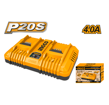 INGCO-Ładowarka do akum.litowo-jonowych 20V 4A+4A