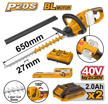 INGCO-Nożyce do żywopłotu akumul.40V 650mm