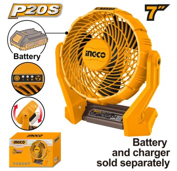 INGCO-Wentylator akum.20V -obrotowy 7"