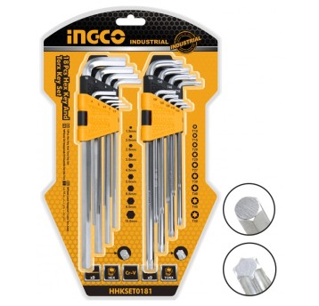 INGCO-Zestaw kluczy imbus HEX/TORX długie blister
