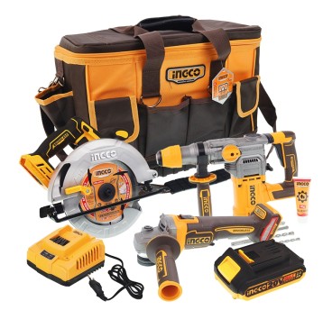 INGCO-Zestaw młot/pilarka/szlifierka akumul.20V