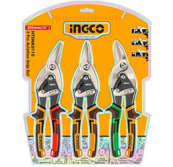 INGCO-Zestaw nożyc do blach 3szt blister