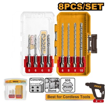INGCO-Zestaw wierteł do betonu SDS PLUS (8szt)