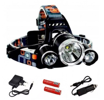 Latarka czołowa 3 LED (2 ładowarki)