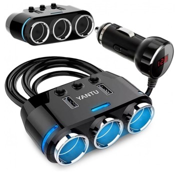 Rozgałęziacz 12/24V- 3 gniazda+2 USB z wyłącznik.