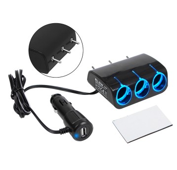 Rozgałęziacz 12/24V 3 gniazda z przełącznikami+USB