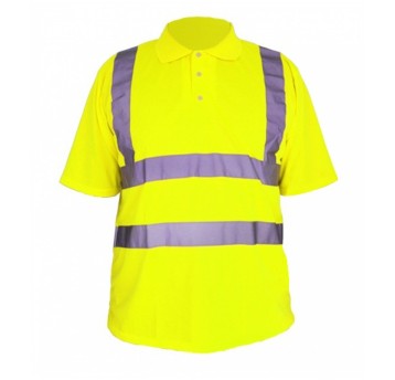 T-shirt POLO odblask. żółty L