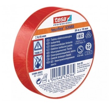 Taśma izolacyjna PVC 20m czerwona Tessa - 10szt
