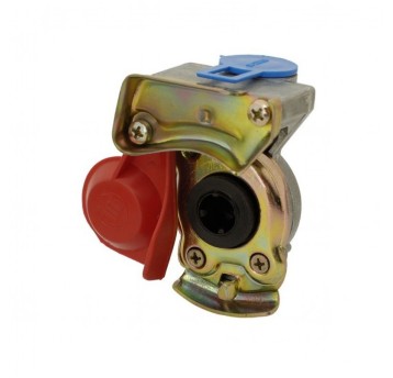 Złącze pneum. z zaworem M16 czerwone